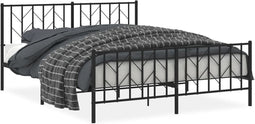 vidaXL - Bedframe - met - voetbord - zonder - matras - metaal - zwart - 160x200 - cm