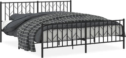 vidaXL - Bedframe - met - voetbord - zonder - matras - metaal - zwart - 180x200 - cm