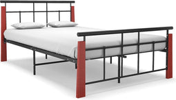 vidaXL - Bedframe - metaal - en - massief - eikenhout - 120x200 - cm