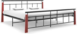 vidaXL - Bedframe - metaal - en - massief - eikenhout - 200x200 - cm