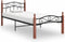 vidaXL - Bedframe - metaal - en - massief - eikenhout - zwart - 90x200 - cm