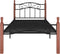 vidaXL - Bedframe - metaal - en - massief - eikenhout - zwart - 90x200 - cm