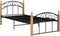 vidaXL - Bedframe - metaal - en - massief - eikenhout - zwart - 90x200 - cm