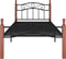 vidaXL - Bedframe - metaal - en - massief - eikenhout - zwart - 90x200 - cm