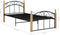 vidaXL - Bedframe - metaal - en - massief - eikenhout - zwart - 90x200 - cm