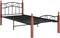 vidaXL - Bedframe - metaal - en - massief - eikenhout - zwart - 90x200 - cm