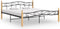 vidaXL - Bedframe - metaal - en - massief - eikenhout - zwart - 200x200 - cm