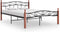 vidaXL - Bedframe - metaal - en - massief - eikenhout - zwart - 140x200 - cm