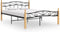 vidaXL - Bedframe - metaal - en - massief - eikenhout - zwart - 140x200 - cm