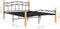 vidaXL - Bedframe - metaal - en - massief - eikenhout - zwart - 140x200 - cm