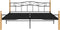 vidaXL - Bedframe - metaal - en - massief - eikenhout - zwart - 200x200 - cm