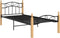 vidaXL - Bedframe - metaal - en - massief - eikenhout - zwart - 100x200 - cm