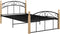 vidaXL - Bedframe - metaal - en - massief - eikenhout - zwart - 120x200 - cm