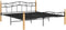 vidaXL - Bedframe - metaal - en - massief - eikenhout - zwart - 200x200 - cm