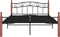 vidaXL - Bedframe - metaal - en - massief - eikenhout - zwart - 140x200 - cm