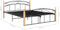 vidaXL - Bedframe - metaal - en - massief - eikenhout - zwart - 140x200 - cm