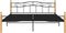 vidaXL - Bedframe - metaal - en - massief - eikenhout - zwart - 180x200 - cm