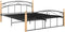 vidaXL - Bedframe - metaal - en - massief - eikenhout - zwart - 140x200 - cm