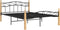 vidaXL - Bedframe - metaal - en - massief - eikenhout - zwart - 140x200 - cm