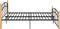 vidaXL - Bedframe - metaal - en - massief - eikenhout - zwart - 140x200 - cm