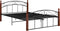 vidaXL - Bedframe - metaal - en - massief - eikenhout - zwart - 140x200 - cm