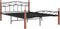 vidaXL - Bedframe - metaal - en - massief - eikenhout - zwart - 140x200 - cm