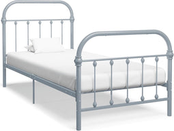vidaXL - Bedframe - metaal - grijs - 100x200 - cm