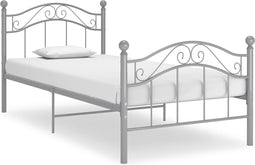 vidaXL - Bedframe - metaal - grijs - 100x200 - cm
