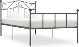 vidaXL - Bedframe - metaal - grijs - 100x200 - cm