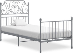 vidaXL - Bedframe - metaal - grijs - 100x200 - cm