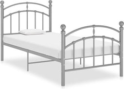 vidaXL - Bedframe - metaal - grijs - 100x200 - cm