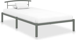 vidaXL - Bedframe - metaal - grijs - 100x200 - cm