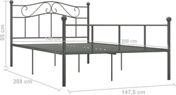 vidaXL - Bedframe - metaal - grijs - 140x200 - cm