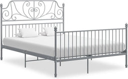 vidaXL - Bedframe - metaal - grijs - 160x200 - cm
