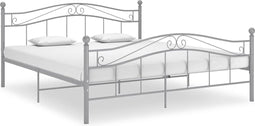 vidaXL - Bedframe - metaal - grijs - 200x200 - cm