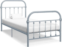 vidaXL - Bedframe - metaal - grijs - 90x200 - cm
