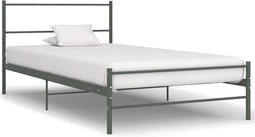 vidaXL - Bedframe - metaal - grijs - 90x200 - cm