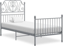 vidaXL - Bedframe - metaal - grijs - 90x200 - cm