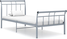 vidaXL - Bedframe - metaal - grijs - 90x200 - cm