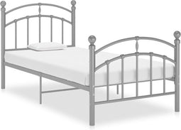 vidaXL - Bedframe - metaal - grijs - 90x200 - cm