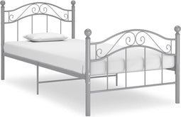 vidaXL - Bedframe - metaal - grijs - 90x200 - cm