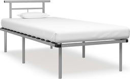 vidaXL - Bedframe - metaal - grijs - 90x200 - cm