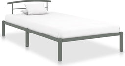 vidaXL - Bedframe - metaal - grijs - 90x200 - cm