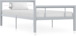 vidaXL - Bedframe - metaal - grijs - en - wit - 100x200 - cm