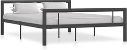 vidaXL - Bedframe - metaal - grijs - en - wit - 120x200 - cm