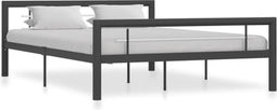 vidaXL - Bedframe - metaal - grijs - en - wit - 140x200 - cm