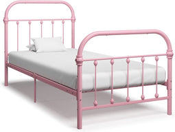vidaXL - Bedframe - metaal - roze - 100x200 - cm