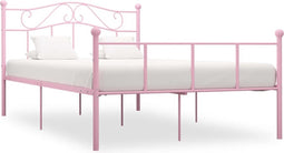 vidaXL - Bedframe - metaal - roze - 140x200 - cm