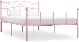 vidaXL - Bedframe - metaal - roze - 160x200 - cm