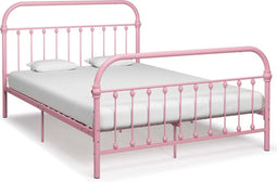 vidaXL - Bedframe - metaal - roze - 160x200 - cm